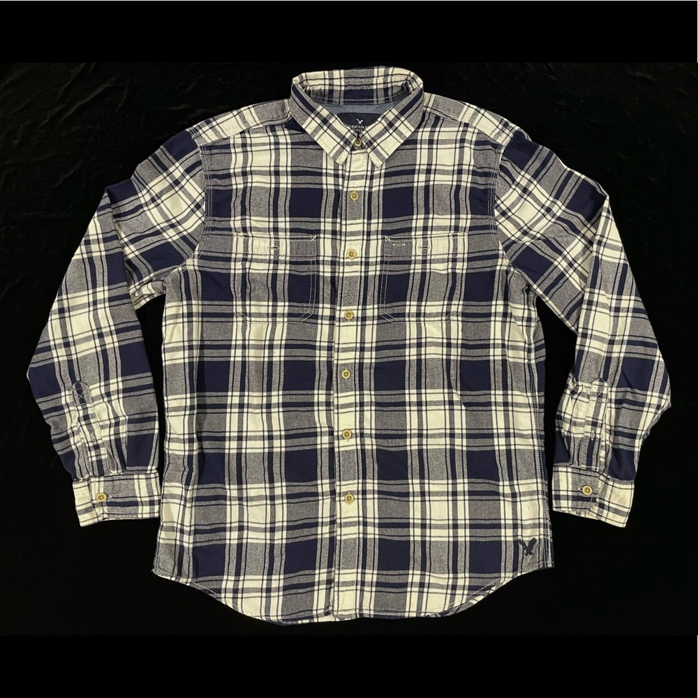 American Eagle blue & white flannel
